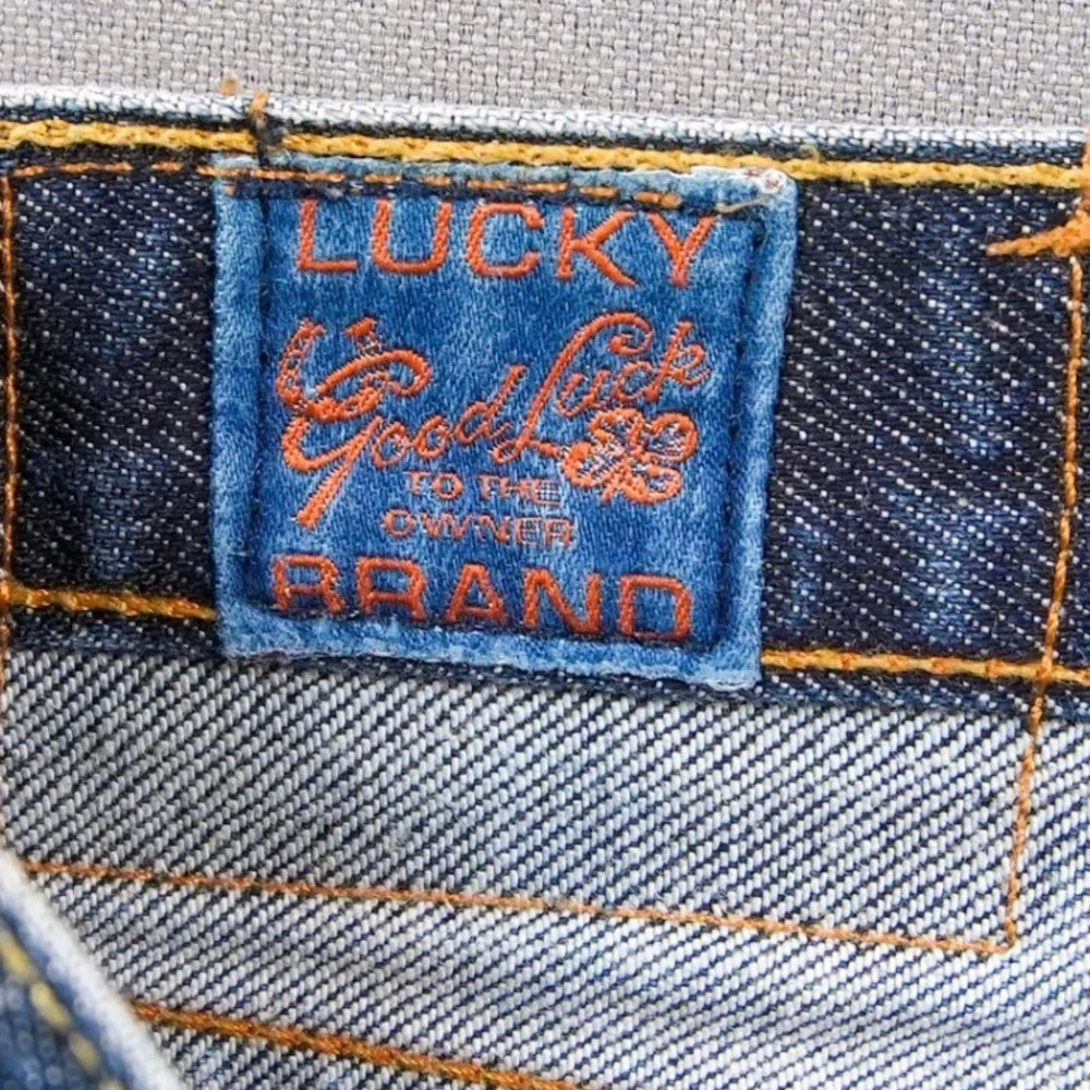 Retro Lucky Brand Men's USA Cowboy Western Bootcut Faded Jeans Fits 34x37